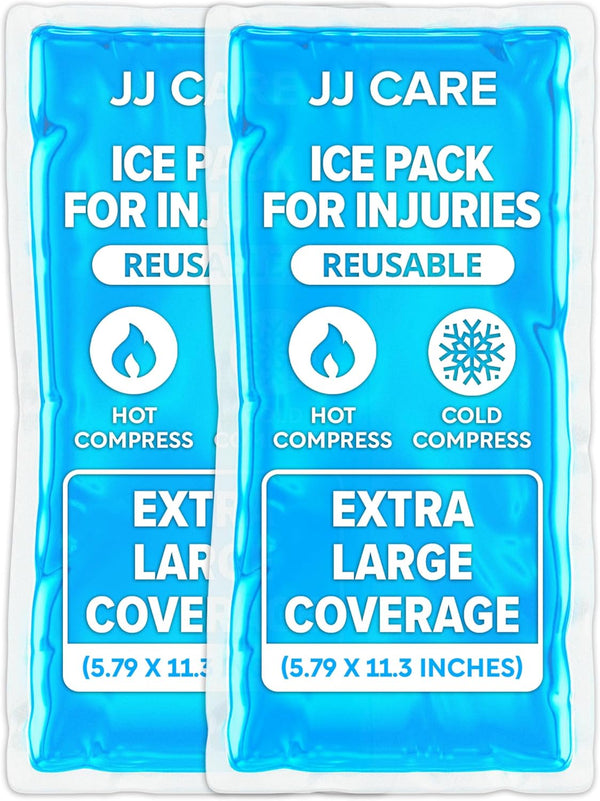 JJ CARE Ice Packs for Injuries Reusable (Pack of 2, XL) -