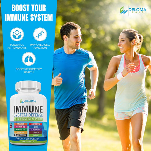 10 in 1 Immune System Support Supplement, Vitamin C (1000 mg), Quercetin, Vitamin D3 (5000iu), Zinc, Elderberry, and