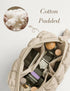 Quilted Makeup Bag, Travel Toiletry Bag for Women, Cute Puffer Makeup Organizer (M, Beige)