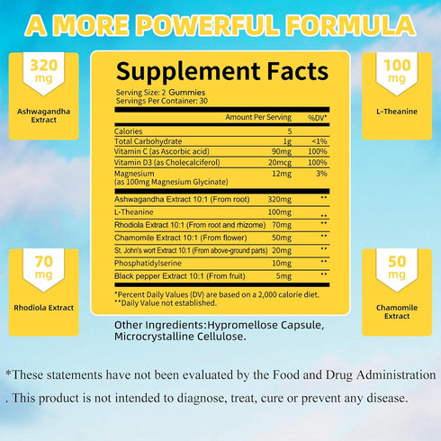 Gummies 60 2 Pack Gummies Cortisol Supplements for Women - Cortisol Manager for Stress Relief and Sleep with Magnesium