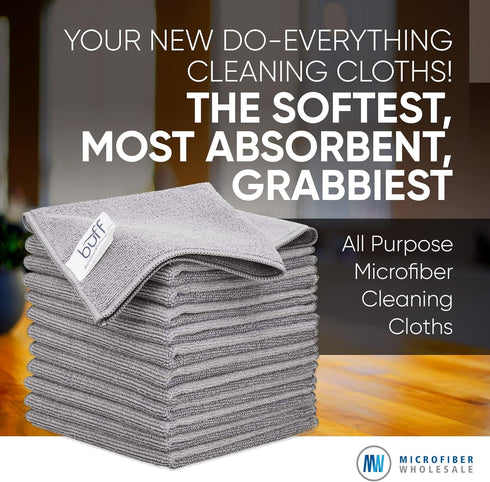 12" x 12" MW Pro Multi-Surface Microfiber Cleaning Cloths | Gray - 12 Pack | Premium Microfiber Towels for Cleaning Glass, Kitchens, Bathrooms, Automotive, Supplies & Products by Microfiber Wholesale