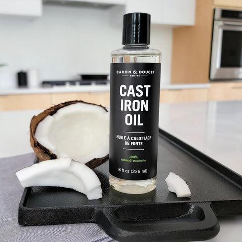CARON & DOUCET Cast Iron Seasoning & Cleaning Oil, 100% Plant-Based & Food Grade, 8oz