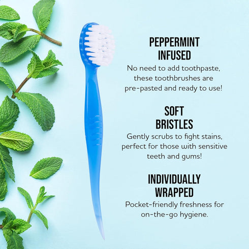 Set (36 Pack) Soft Bristle Mini Individually Wrapped Disposable Toothbrush, Travel