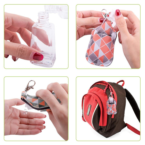 Duufin 40 Pieces Keychain Set with 20 Hand Sanitizer Holder Keychains and 20 Reusable Flip Cap Travel Bottles
