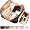 stona Travel Makeup Bag for Women, Large Capacity Waterproof Checkered Cosmetic Organizer with Divider and Handle, Black