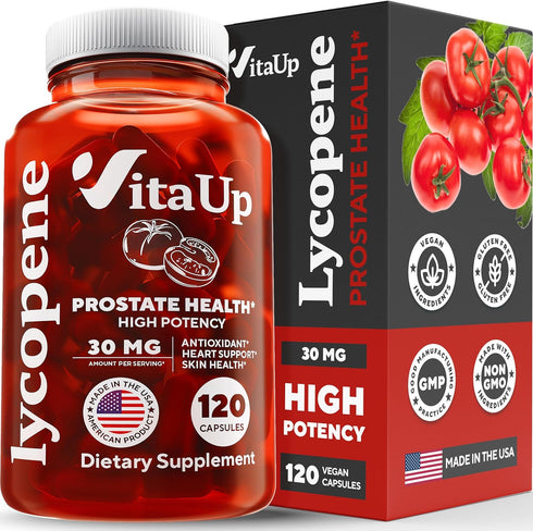 Lycopene Supplement, USA Made 30mg Vegan Capsules for Men's Health, Prostate Support, Heart Health, 120 Count