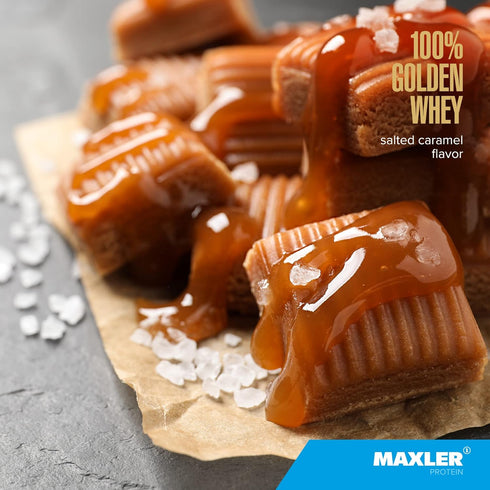 Maxler 100% Golden Whey Protein, 24g Premium Powder per Serving, Fast-Absorbing, Salted Caramel, 2 lbs