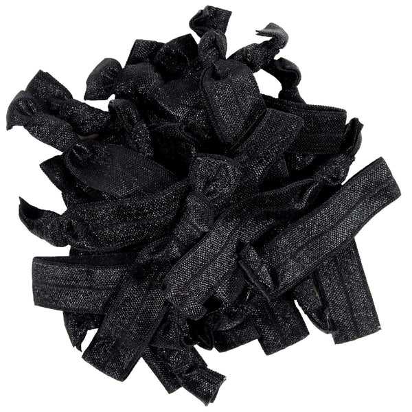 Kenz Laurenz Black Hair Ties, 20 Pack, No Crease Ouchless Elastic Ponytail Holders