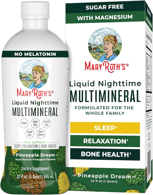 Nighttime Liquid Multimineral Sleep Supplement | Sugar Free | Calm Magnesium Citrate | NO Melatonin | Calcium Magnesium