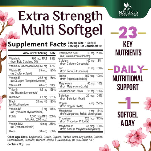 Immune 60 Multivitamin for Women - Essential Daily Womens Multivitamins with Calcium, Folic Acid, Vitamin A, C, D, E, B