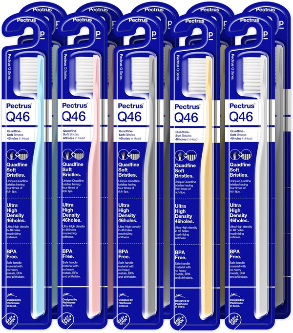 Soft Toothbrush Pack, 10 Count - Advanced Quad-fine Bristles Technology, Tapered Bristles for Sensitive Teeth, Gums &