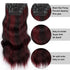 Vigorous Clip in Hair Extensions 4PCS Black Burgundy mixed Soft Synthetic Hairpieces Synthetic Hair Extensions 20 Inches Full Head Clip in Hair Extensions for Women