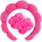 Spa Headband & Wristband Set for Washing Face - Soft Terry Cloth Bubble Hairband for Women, Hot Pink