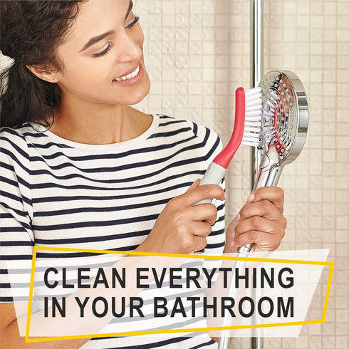 Set 6 Randomly Scrub Brush of pcs - Red or Blue Color, Cleaning Shower Scrubbers with Squeegee for Shower Glass