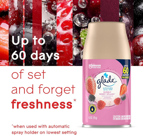 Glade Automatic Spray Refill, Bubbly Berry Splash Air Freshener for Home and Bathroom, 6.2 Oz, 3 Count