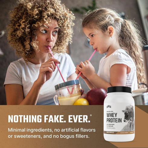 Levels Grass Fed Whey Protein Powder - No Artificials, 24G Protein, Double Chocolate, 2LB