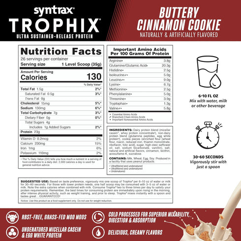 Syntrax Nutrition Trophix Protein Powder, Buttery Cinnamon Cookie, 2 lbs