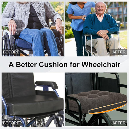18x16 Soft Chair Cushions for Seniors, Dual-Layer Memory Foam Anti-Sagging Patent Design with Curved Bottom for Better