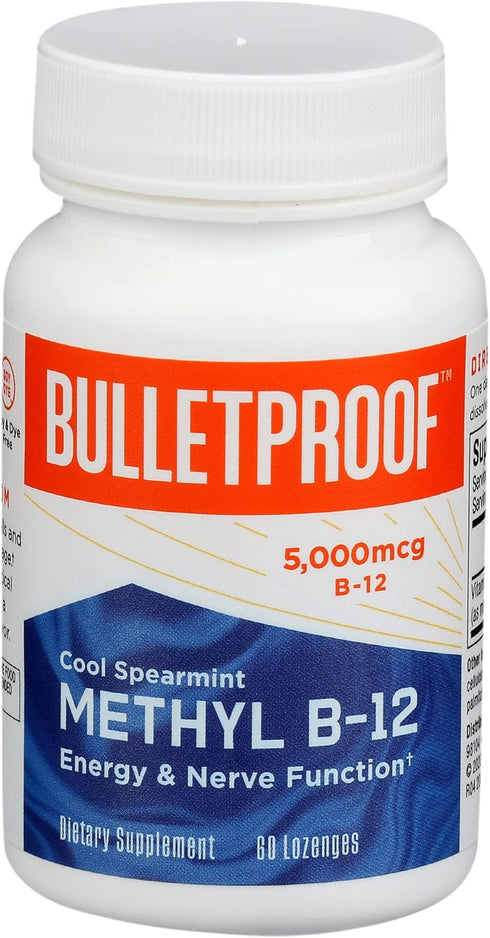 Bulletproof Cool Spearmint Methyl B-12 Lozenges, 60 Count, Supplement for Energy and Nerve Function