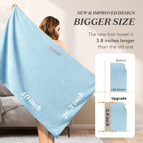 YFONG Large Towel Wrap for Women, Soft Microfiber Hair Drying Towel with Elastic Band