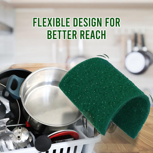 12 PCS Heavy Duty Scour Pads, Green Reusable Scouring Pads for Kitchen, Sink, Garage, Multipurpose Cleaning
