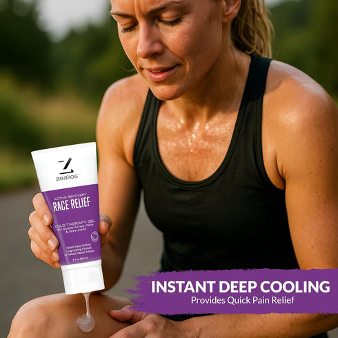 Zealios Race Relief Menthol Pain Relief Gel, 3oz Tube, Fast Acting for Muscle Pain & Arthritis, Cooling Formula