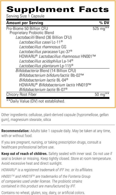Integrative Therapeutics Pro-Biome 50B CFU Proprietary Probiotic Blend - 30 Capsules