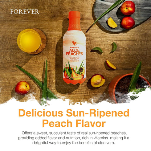 Immunity 33.8 oz (2-Pack) Forever Living - Aloe Peaches - Pure Aloe with Real Peach Flavor - Supports Digestion