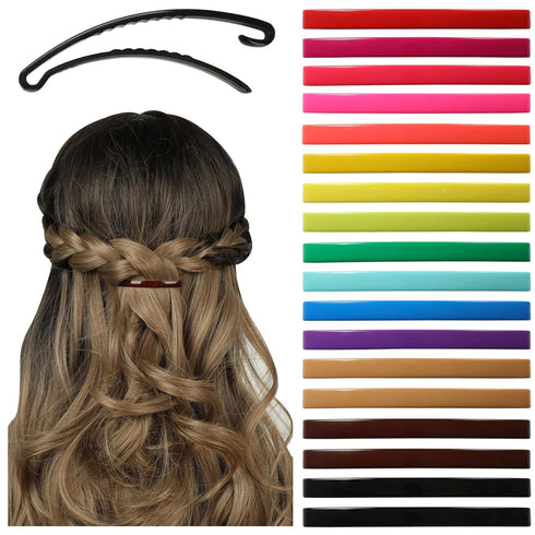Small Plastic Dome Styling Hair Barrettes - Decorative Clamps for Half Updo & Ponytail, 18 Pcs (GPS1) Made in Korea
