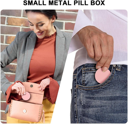 Portable Waterproof Pill Box, Single Metal Pill Container for Pocket Purse, Aluminium Alloy Daily Medicine Organizer,
