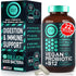 Vegan Probiotic Plus B12 - 22 Billion CFU Synbiotics for IBS, Digestive & Gut Health, Mood Support - 60 Gluten-Free