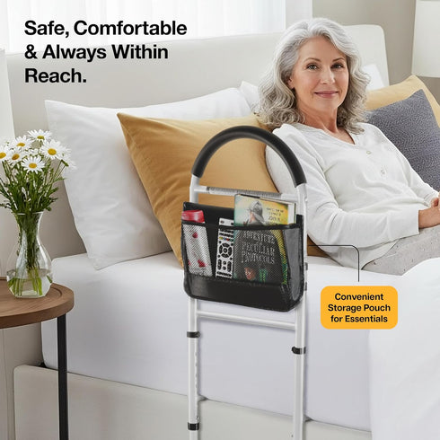 Medical king Bed Assist Rail Bed Rails Ror Seniors with Adjustable Heights with Storage Pocket Easy to get in or Out