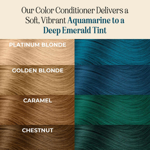 INH Semi Permanent Hair Color, Aquamarine Hair Dye, Color Depositing Conditioner, Temporary Blue Green Tint