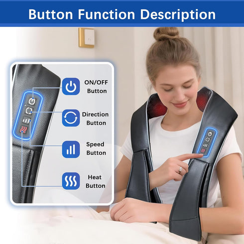 Joyset 4D Neck Massager for Pain Relief Deep Tissue with Heat,Shiatsu Neck and Back Massager Deep Kneading Massage