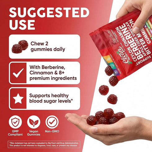 Gummies GLP1 Gummies 60 Count Sugar Savior Ceylon Cinnamon Berberine Apple Cider Vinegar Artichoke Turmeric Blueberry