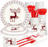 Xionpe 140-Pc Christmas Disposable Tableware Set for 20 Guests - Reindeer Themed Party