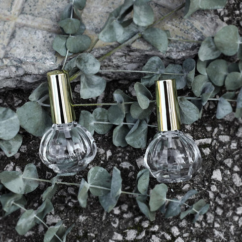 Empty Nail Polish Bottles Gold Top, 6PCS 10ML Glass Bottles with Funnel & Mixing Balls for Nail Art