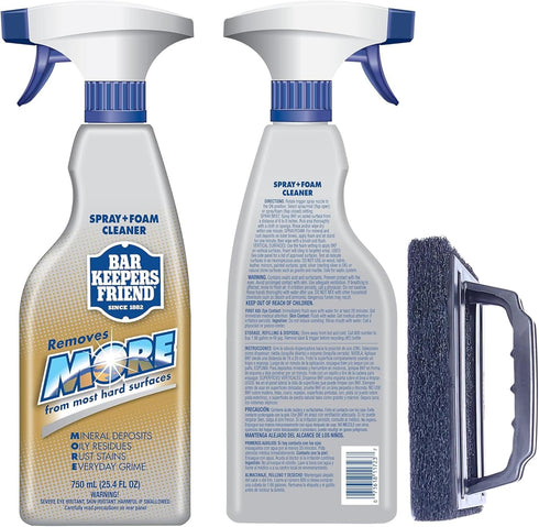 ONE96NINE 2 Daily Shower Spray Kit with Items, Hard Water Spray Foam Cleaner with Glass Stain Remover Scrub Brush. An