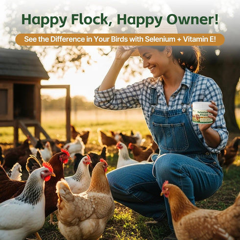 Qanoreth Immunity, Selenium and Vitamin E Powder for Chickens Boost Muscle Support & Reproductive Health, Selenium