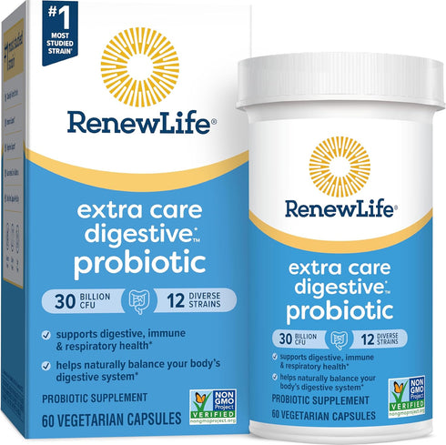 Renew Life Extra Care Probiotic Capsules, Daily Supplement Supports Immune, Digestive and Respiratory Health, L.
