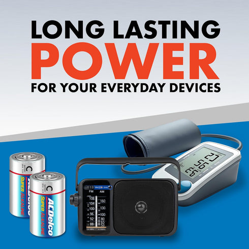 Powermax 24-Count 7-Year Packaging ACDelco C Batteries, Maximum Power Super Alkaline Battery for Home and Office, Shelf