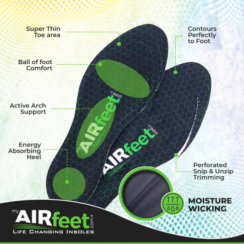 O2, Dynamic Active Arch Support, AIRfeet Relief Shoe Insoles Relieve Plantar Fasciitis, Leg Fatigue, Flat Feet
