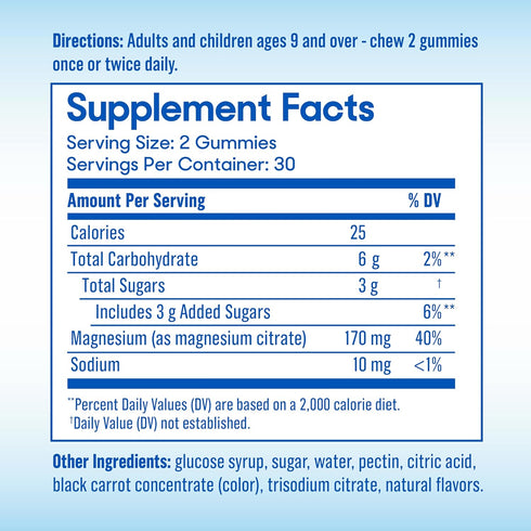 Slow-Mag Mg Muscle Health + Recovery Gummies - 60ct Magnesium Citrate