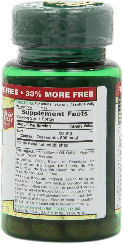 Nature's Bounty Lutein 20 mg - 40 Softgels (Pack of 2)