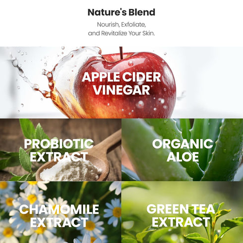 Toner Pads for Face - Exfoliating Wipes for All Skin Types, Apple Cider Vinegar & Green Tea, 60 Pads