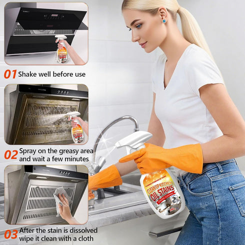 jioijioi (240ml) Clean Up Kitchen Oil Stains Spray,Kitchen Spray Cleaner,All-Purpose Cleaning Spray