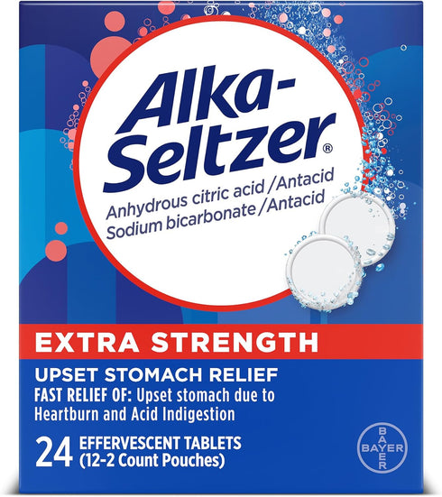 Alka-Seltzer Heartburn Relief Extra Strength Effervescent Tablets, 4-in-1 Relief, 24 ct