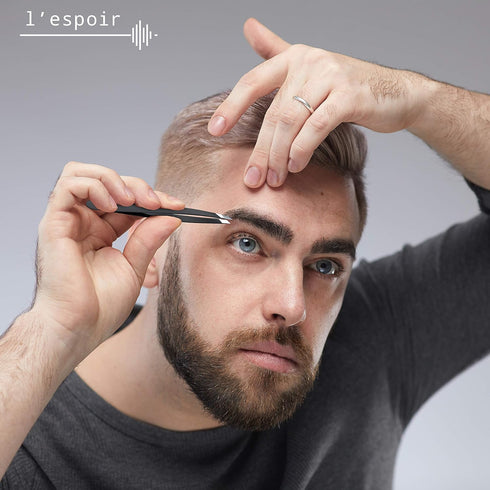 L’espoir High Precision Slant Tweezers, Rust-Free Stainless Steel, Perfect Alignment for Daily Beauty Routine - Black