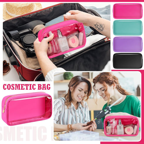 Hushee 4 Pcs Clear Nylon Makeup Bag, Waterproof Travel Toiletry Bag, Zipper Pouch for Women Christmas Gifts