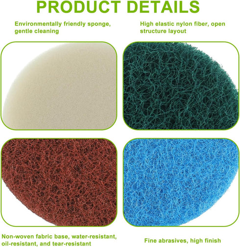 16pcs Electric Cleaning Brush Pad Set with Foam Pads and Heavy Duty Pads for Bosch Home/Garden Battery Cleaning